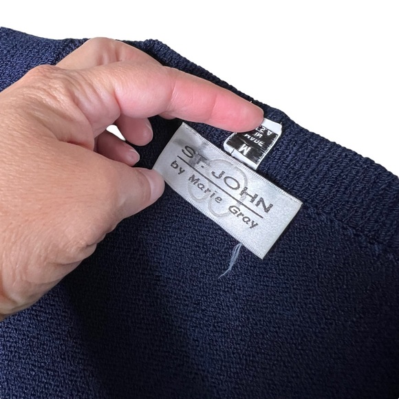 VINTAGE St John Marie Gray Blue Oversized Cardigan Blue Purple Medium - Picture 7 of 9